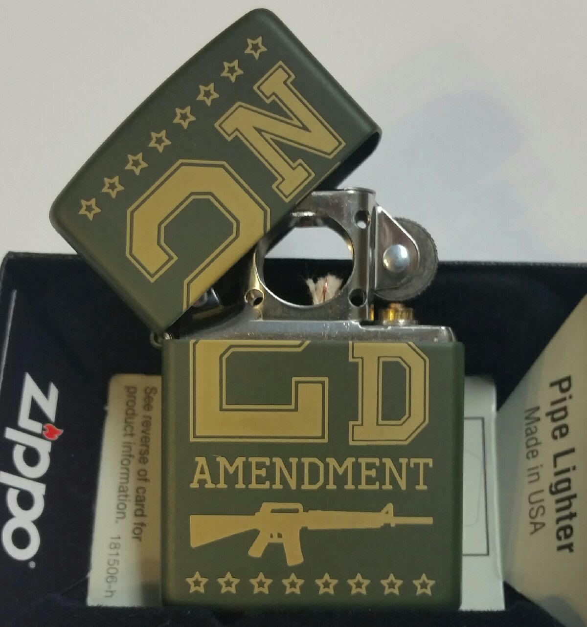 Brass 853214 2nd Second Amendment Bullets Bill of Rights Zippo Lighter 