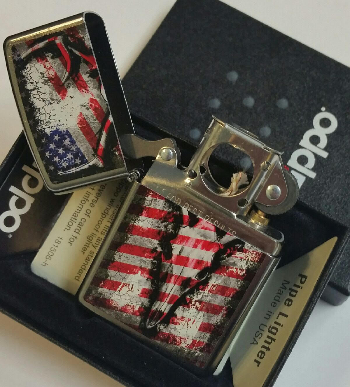 Zippo lighter PIPE Skull Flag Limited Edition New In Box Stars and