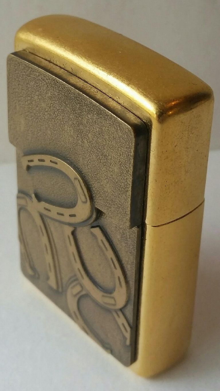 Zippo Lighter Horse Horseshoe Lucky Etching Heavy Brass Rare Vintage ...