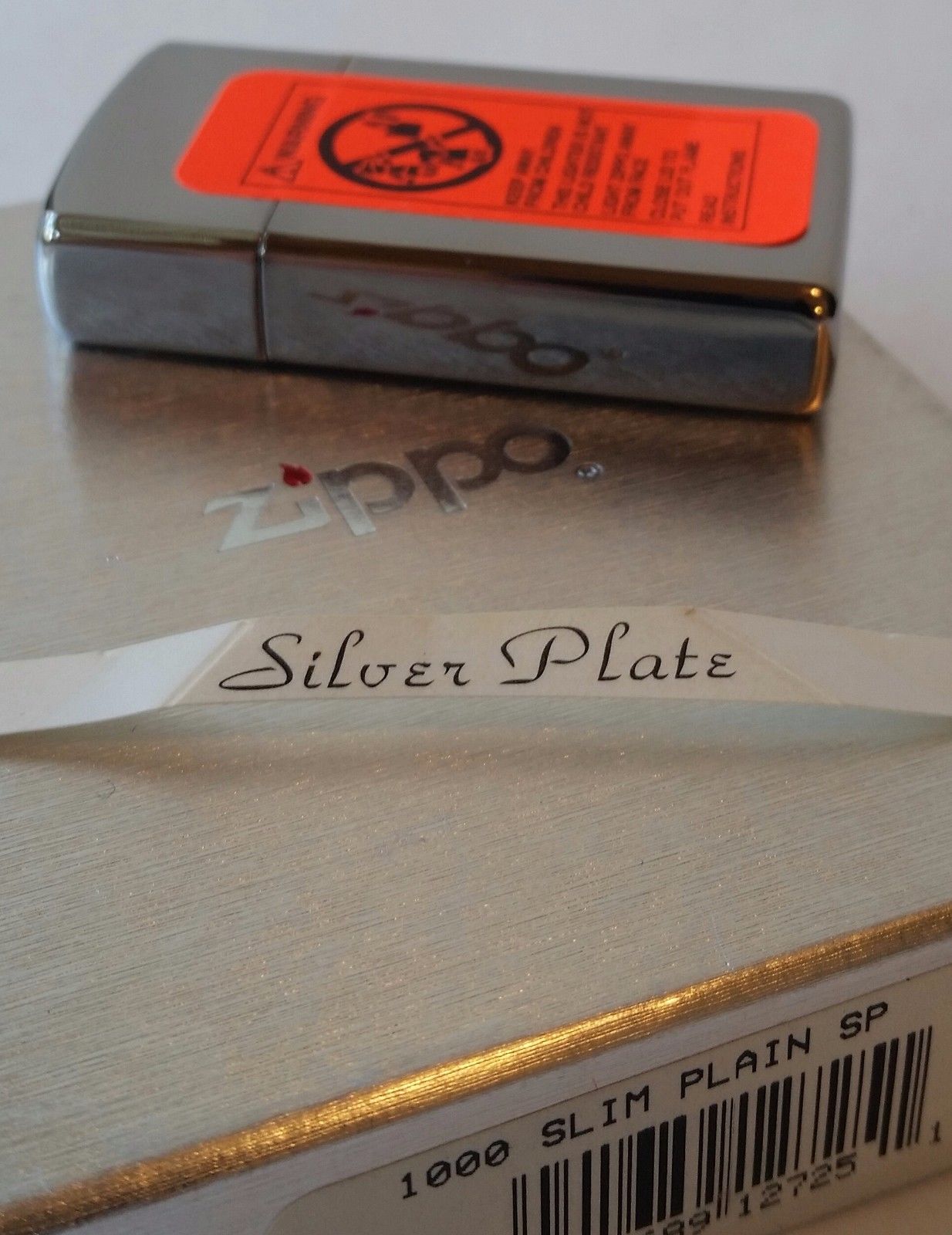 Zippo Lighter Silver Plated Slim Line RARE NEW IN BOX MNT 1997
