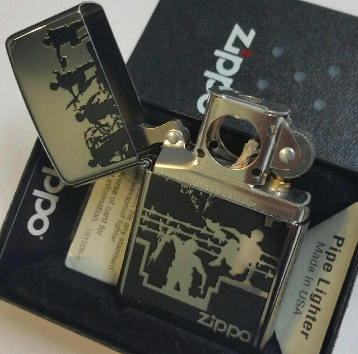 Zippo lighter PIPE Soldiers American Barbwire Limited Edition HP Chrome  RARE