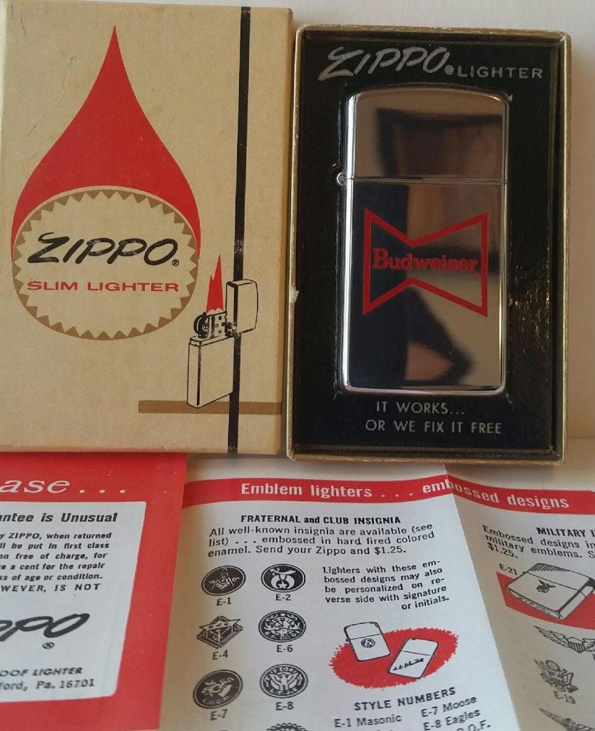 Budweiser Zippo Lighter 1984 High Polish Chrome Slim in Box RARE ...