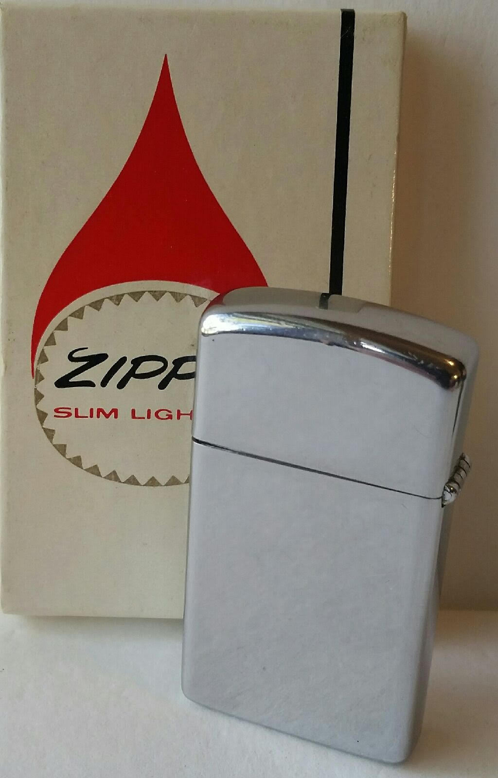 Vintage Slim Zippo 1974 High Polish Chrome Lighter, UNUSED w/ BOX, RARE