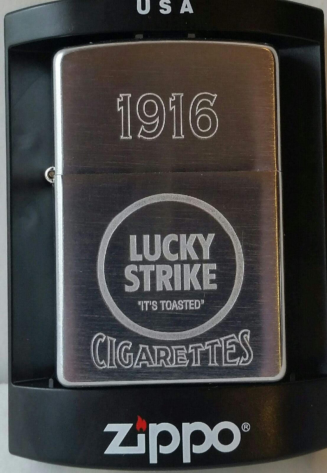 Zippo Lucky Strike lighter 1916 New in Box Rare Chrome Vintage