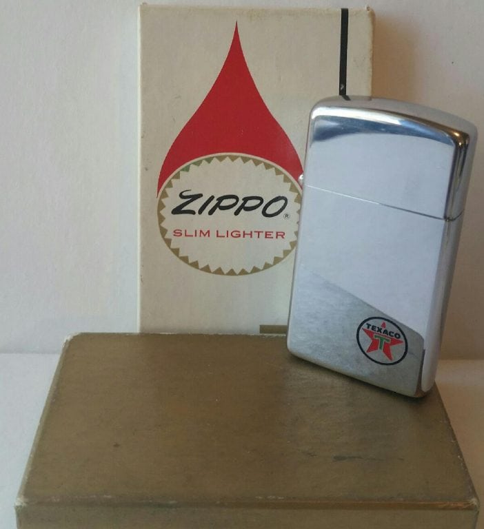 Zippo lighter Texaco 1964 new in box Slim high polish chrome 53 years ...